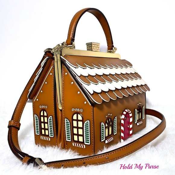 Kate Spade Gingerbread House Handbag & Gingerbread Man Keychain Charm NWT - Picture 12 of 15
